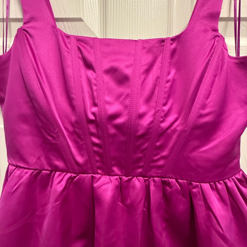 Pink Ruched A-line Prom Dress - Picture 2 of 9
